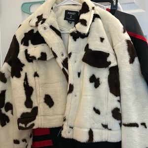 Cropped cow print jacket size small